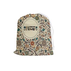 Seamless Pattern With Flower Birds Drawstring Pouch (large) by Bedest