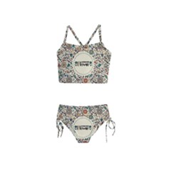 Seamless Pattern With Flower Birds Girls  Tankini Swimsuit by Bedest
