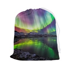 Aurora Borealis Polar Northern Lights Natural Phenomenon North Night Mountains Drawstring Pouch (2xl) by Pakjumat