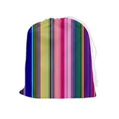 Pastel Colors Striped Pattern Drawstring Pouch (xl) by Pakjumat