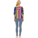 Pastel Colors Striped Pattern Lightweight Drawstring Hooded Top View4