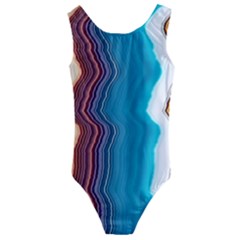 Line Vertical Lines Color Lines Kids  Cut-out Back One Piece Swimsuit by Pakjumat