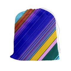 Color Lines Slanting Green Blue Drawstring Pouch (2xl) by Pakjumat