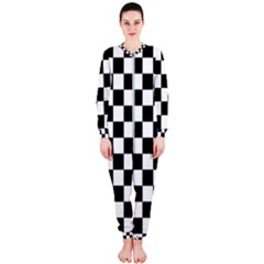 Black White Checker Pattern Checkerboard Onepiece Jumpsuit (ladies) by Pakjumat