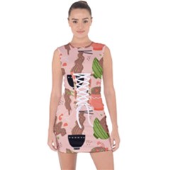 Japanese Street Food Soba Noodle In Bowl Lace Up Front Bodycon Dress by Pakjumat