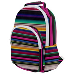 Horizontal Lines Colorful Rounded Multi Pocket Backpack by Pakjumat