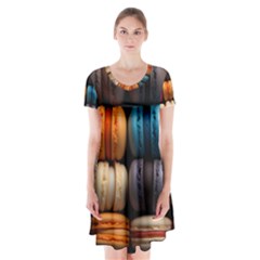 Macaroon Sweet Treat Short Sleeve V-neck Flare Dress by Pakjumat