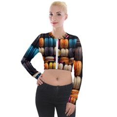 Macaroon Sweet Treat Long Sleeve Cropped Velvet Jacket by Pakjumat