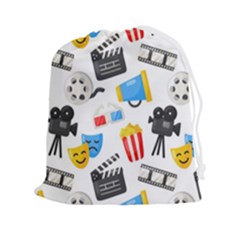 Cinema Icons Pattern Seamless Signs Symbols Collection Icon Drawstring Pouch (2xl) by Pakjumat