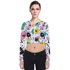 Funny Monster Pattern Long Sleeve Zip Up Bomber Jacket by Pakjumat