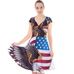 American Eagle Clip Art Cap Sleeve Front Wrap Midi Dress by Maspions