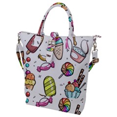Doodle Cartoon Drawn Cone Food Buckle Top Tote Bag by Hannah976