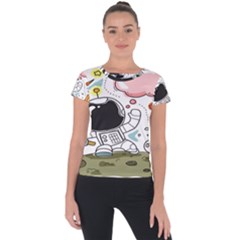 Sketch Cute Child Funny Short Sleeve Sports Top  by Hannah976
