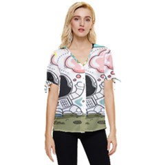 Sketch Cute Child Funny Bow Sleeve Button Up Top by Hannah976