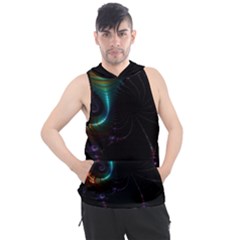 Fractal Transfer Metallic Black Men s Sleeveless Hoodie by Hannah976