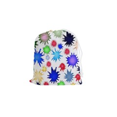 Inks Drops Black Colorful Paint Drawstring Pouch (small) by Hannah976