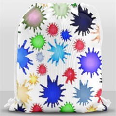 Inks Drops Black Colorful Paint Drawstring Bag (large) by Hannah976