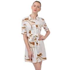Seamless Deer Pattern Design Belted Shirt Dress by Hannah976