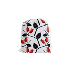 Rose Hip Pattern Branches Autumn Drawstring Pouch (small) by Hannah976