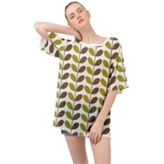 Leaf Plant Pattern Seamless Oversized Chiffon Top by Hannah976