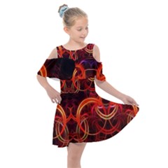 Construction Background Geometric Kids  Shoulder Cutout Chiffon Dress by Hannah976