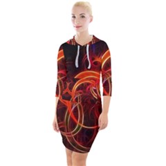 Background Fractal Abstract Quarter Sleeve Hood Bodycon Dress by Hannah976