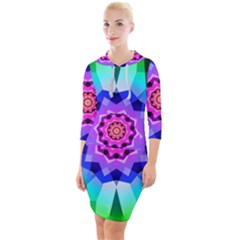 Ornament Kaleidoscope Quarter Sleeve Hood Bodycon Dress by Hannah976