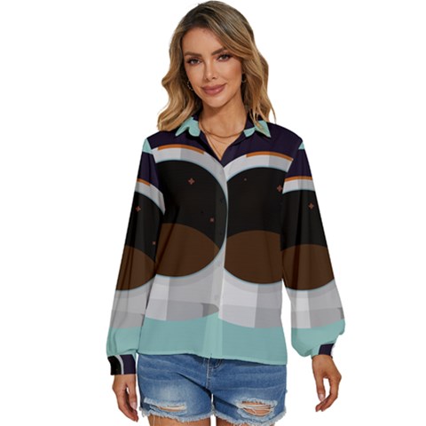 Astronaut Space Astronomy Universe Women s Long Sleeve Button Up Shirt by Sarkoni