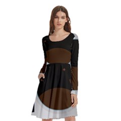 Astronaut Space Astronomy Universe Long Sleeve Knee Length Skater Dress With Pockets by Sarkoni