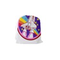 Badge Patch Pink Rainbow Rocket Drawstring Pouch (Small) View2