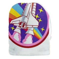 Badge Patch Pink Rainbow Rocket Drawstring Pouch (3xl) by Sarkoni