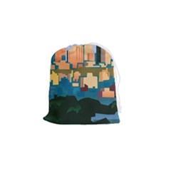 City Buildings Urban Dawn Drawstring Pouch (small) by Sarkoni