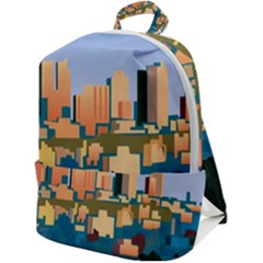City Buildings Urban Dawn Zip Up Backpack by Sarkoni