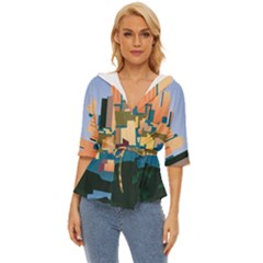 City Buildings Urban Dawn Lightweight Drawstring Hooded Top by Sarkoni