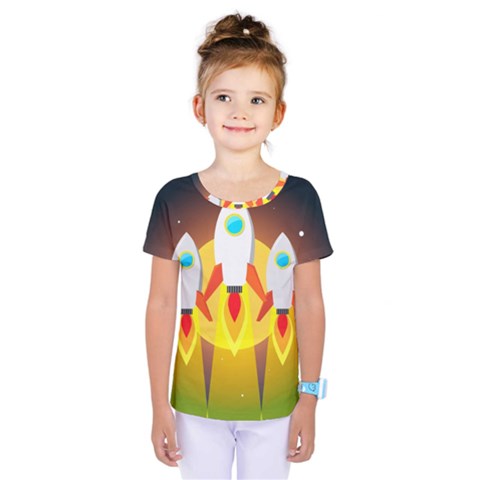 Rocket Take Off Missiles Cosmos Kids  One Piece T-shirt by Sarkoni