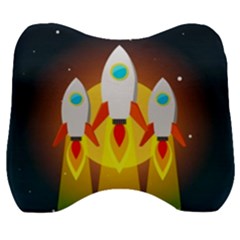 Rocket Take Off Missiles Cosmos Velour Head Support Cushion by Sarkoni