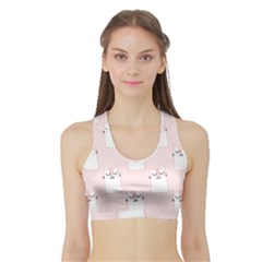 Pattern Pink Cute Sweet Fur Cats Sports Bra With Border by Sarkoni