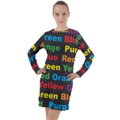 Red Yellow Blue Green Purple Long Sleeve Hoodie Dress by Sarkoni
