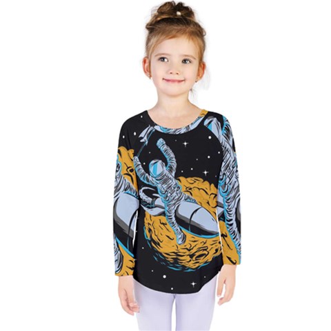 Astronaut Planet Space Science Kids  Long Sleeve T-shirt by Sarkoni