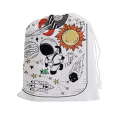 Astronaut Drawing Planet Drawstring Pouch (2xl) by Sarkoni