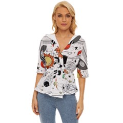 Astronaut Drawing Planet Lightweight Drawstring Hooded Top by Sarkoni