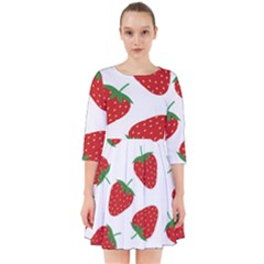 Seamless Pattern Fresh Strawberry Smock Dress by Sarkoni