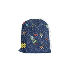 Cat Cosmos Cosmonaut Rocket Drawstring Pouch (small) by Grandong