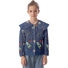 Cat Cosmos Cosmonaut Rocket Kids  Peter Pan Collar Blouse by Grandong