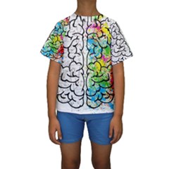 Brain Mind Psychology Idea Drawing Kids  Short Sleeve Swimwear by Grandong