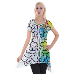 Brain Mind Psychology Idea Drawing Short Sleeve Side Drop Tunic by Grandong