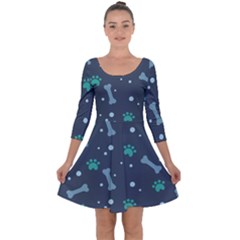 Bons Foot Prints Pattern Background Quarter Sleeve Skater Dress by Grandong