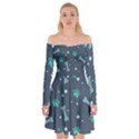 Bons Foot Prints Pattern Background Off Shoulder Skater Dress View1