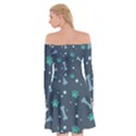 Bons Foot Prints Pattern Background Off Shoulder Skater Dress View2
