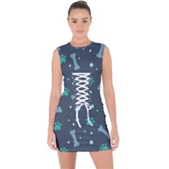 Bons Foot Prints Pattern Background Lace Up Front Bodycon Dress by Grandong